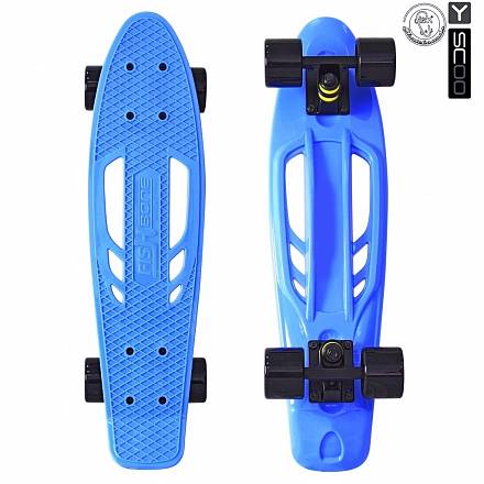 Скейтборд виниловый Y-Scoo Skateboard Fishbone 405-B с ручкой и сумкой, синий 